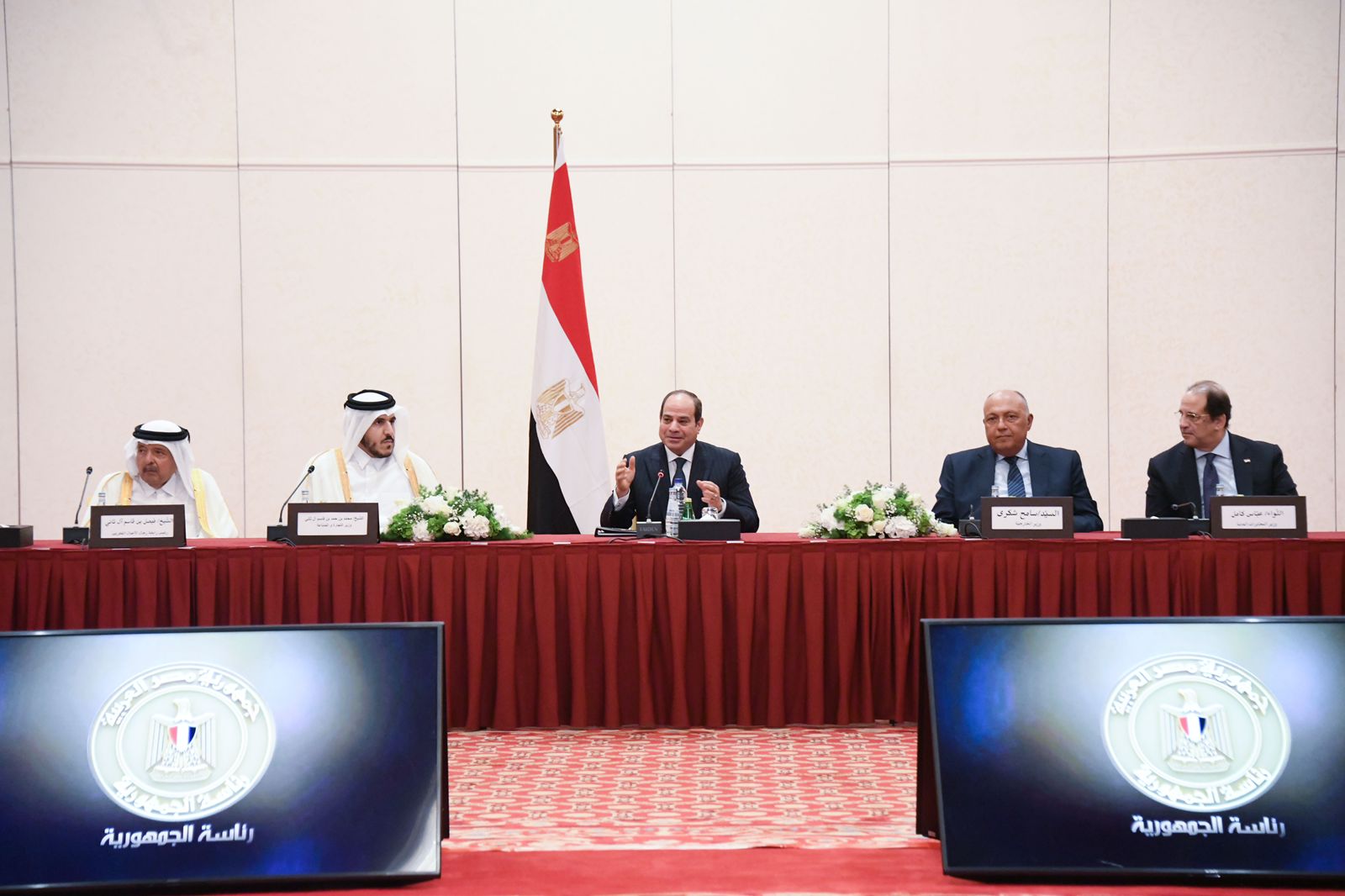 لقاء الرئيس السيسي مع ممثلي رابطة رجال الأعمال القطريين