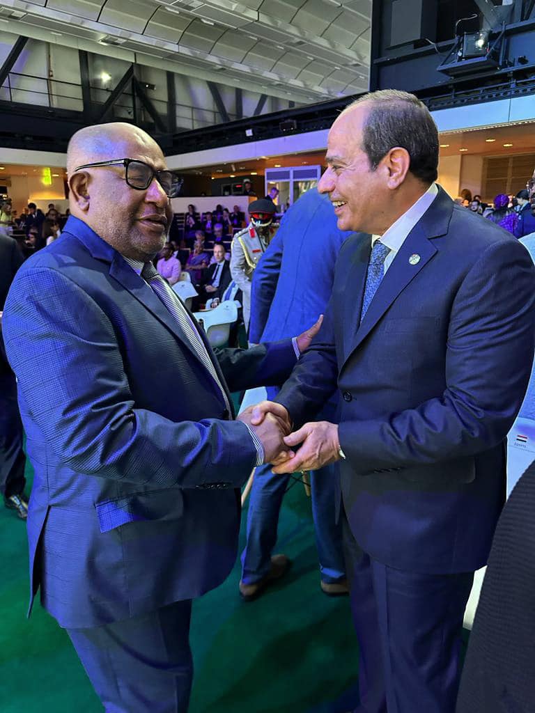 الرئيس السيسي يلتقى عثمان غزالي رئيس جزر القمر ورئيس الاتحاد الافريقي