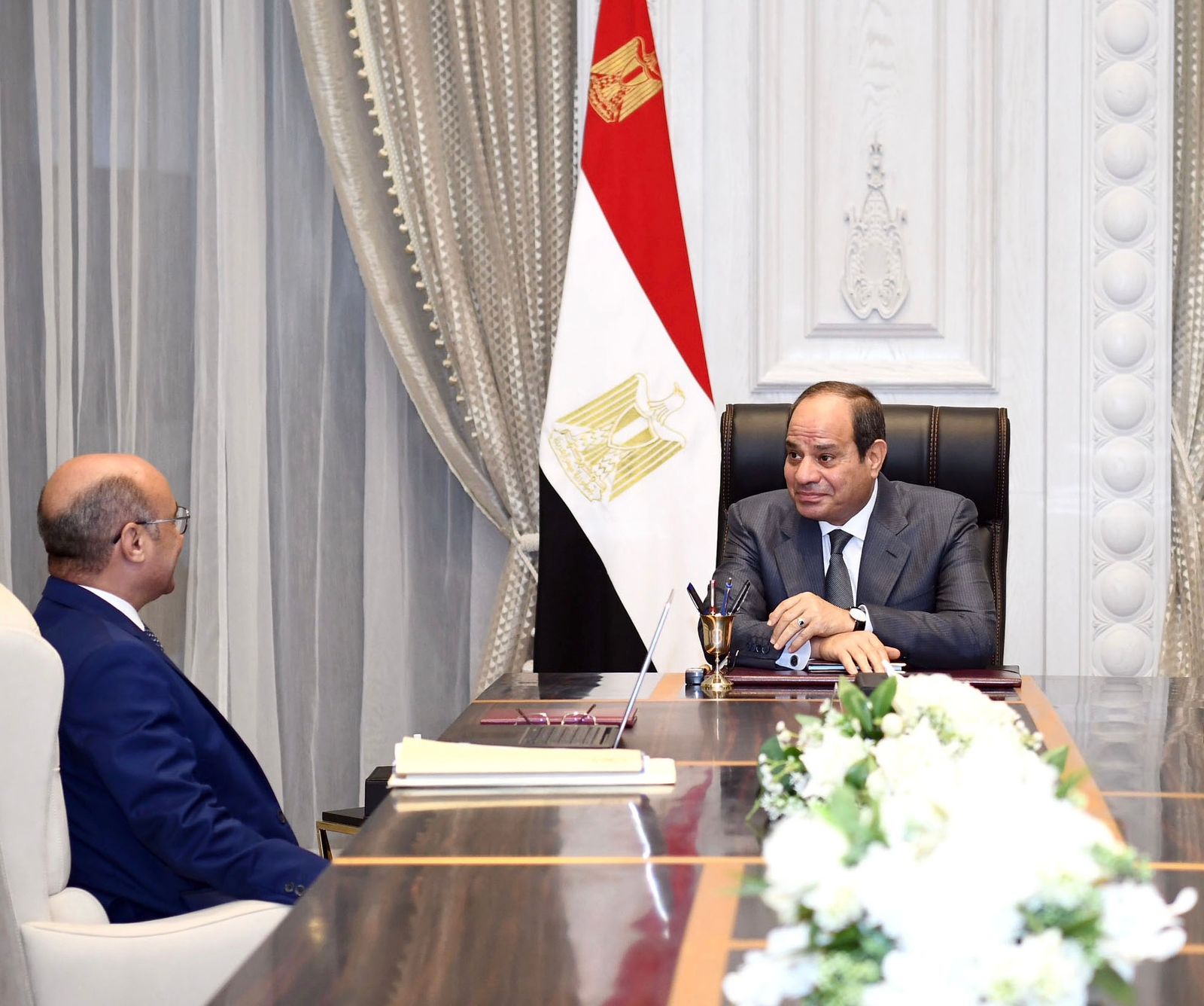الرئيس السيسي و المستشار عمر مروان وزير العدل