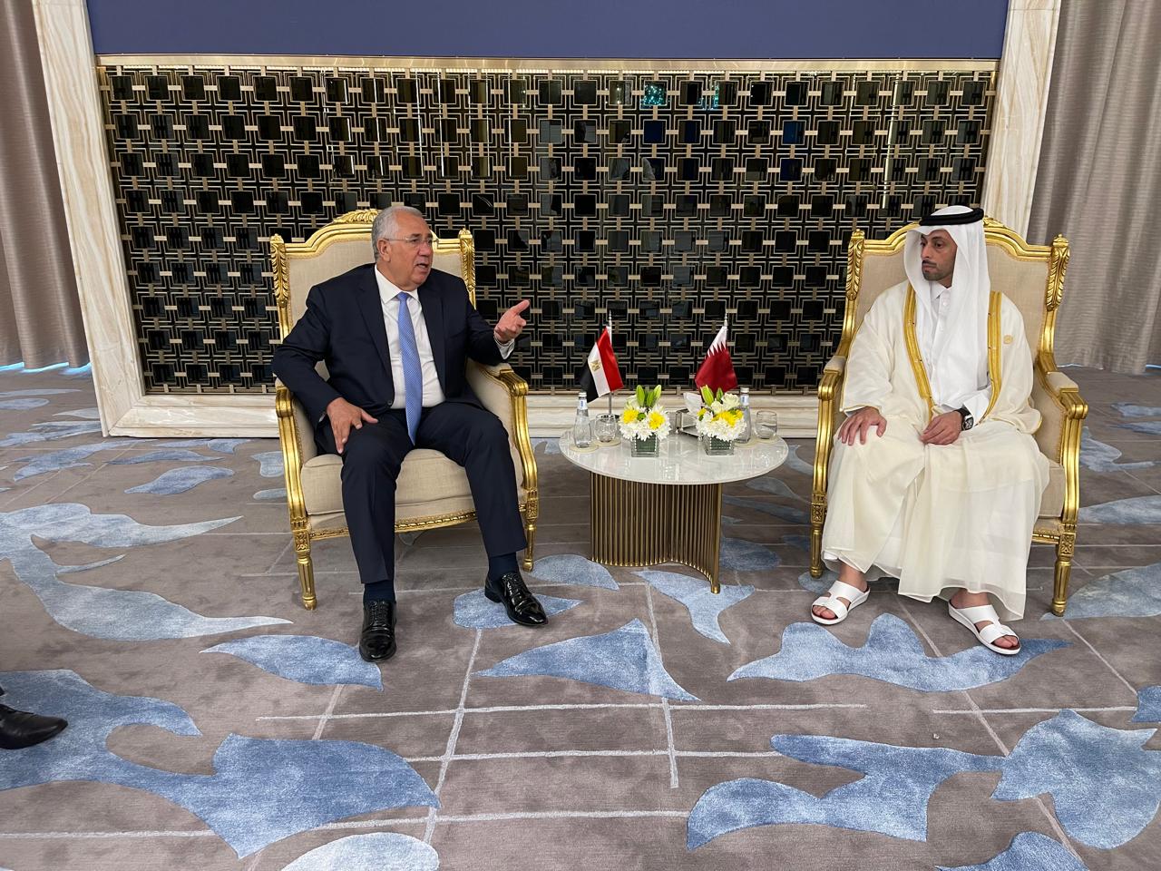 وزير الزراعة مع وزير البلدية ورئيس الوفد القطري