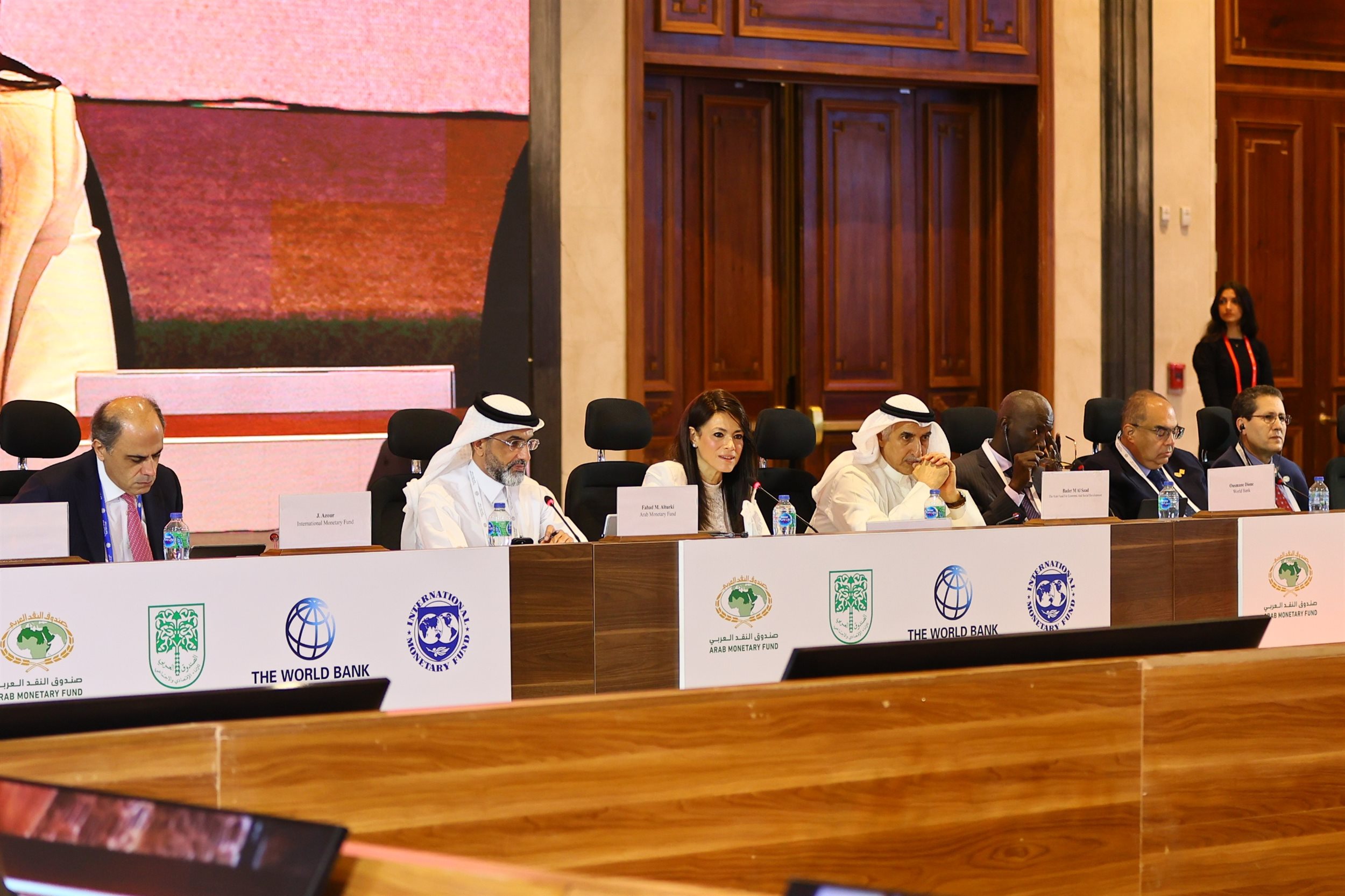 المشاط اثناء مشاركتها بجلسة نقاشية حول سياسات الاقتصاد الكلي