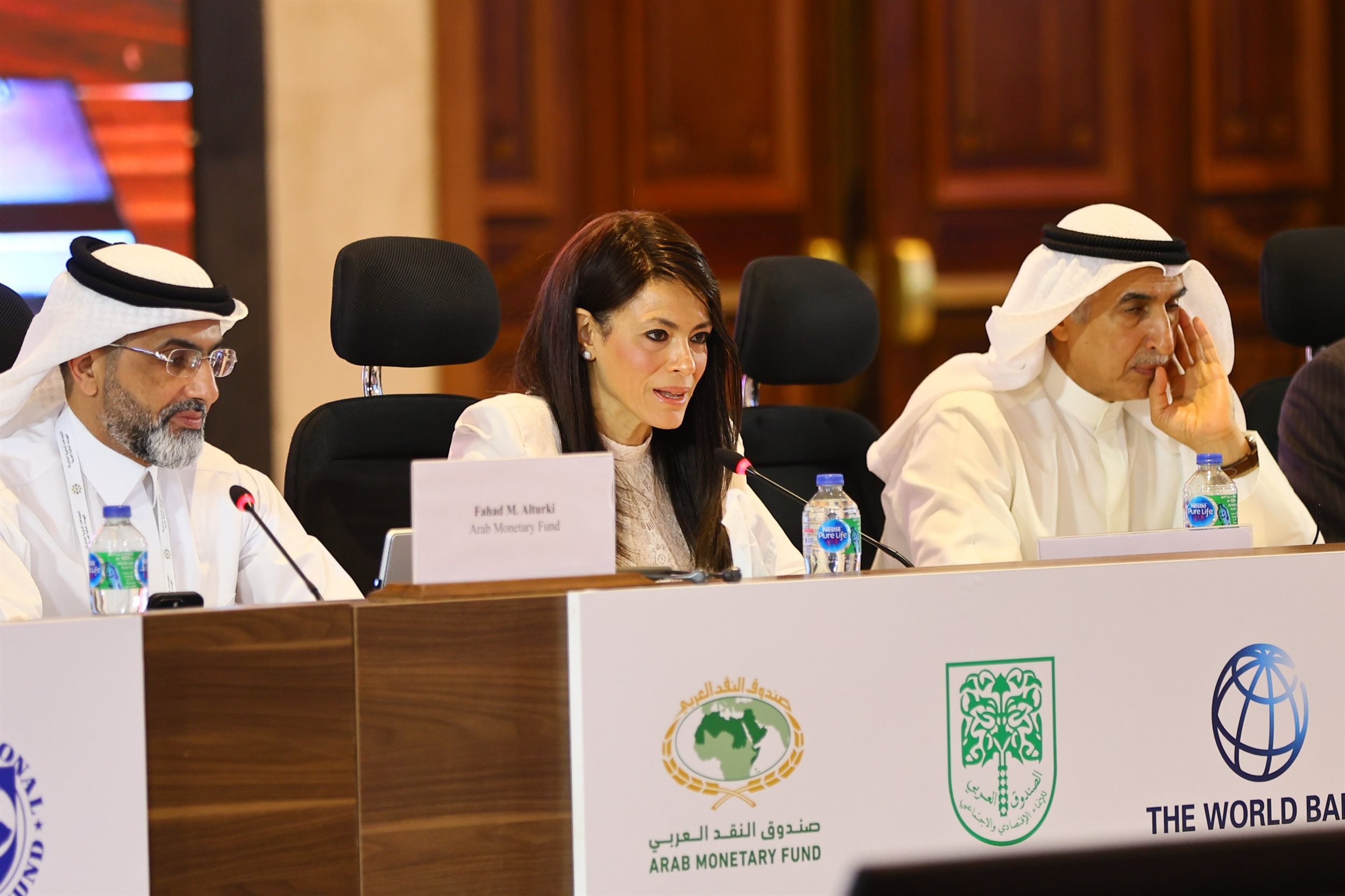 المشاط اثناء مشاركتها بجلسة نقاشية حول سياسات الاقتصاد الكلي