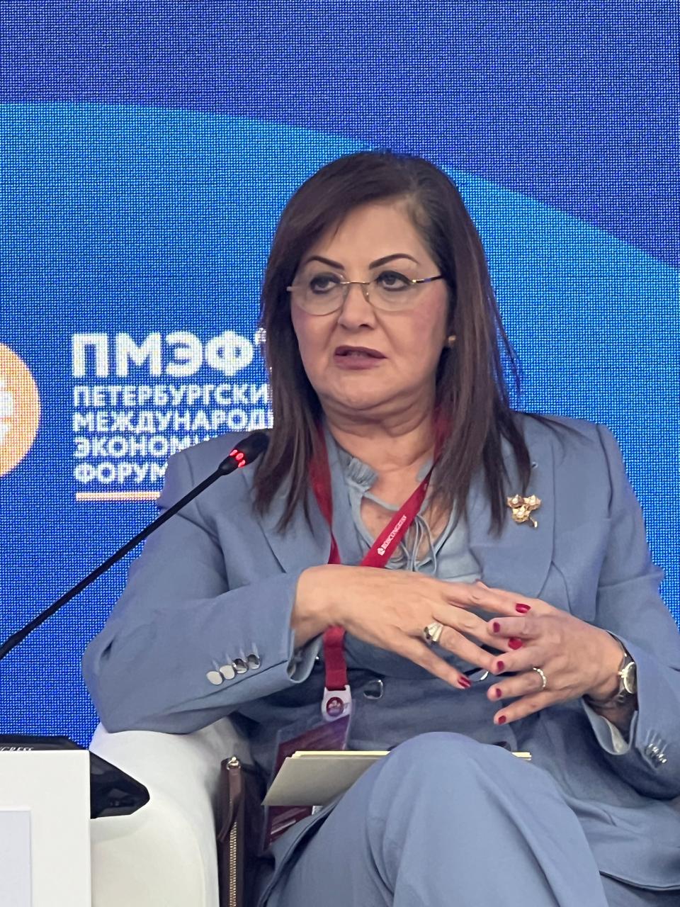 وزيرة التخطيط خلال جلسة حول دور تجمع البريكس
