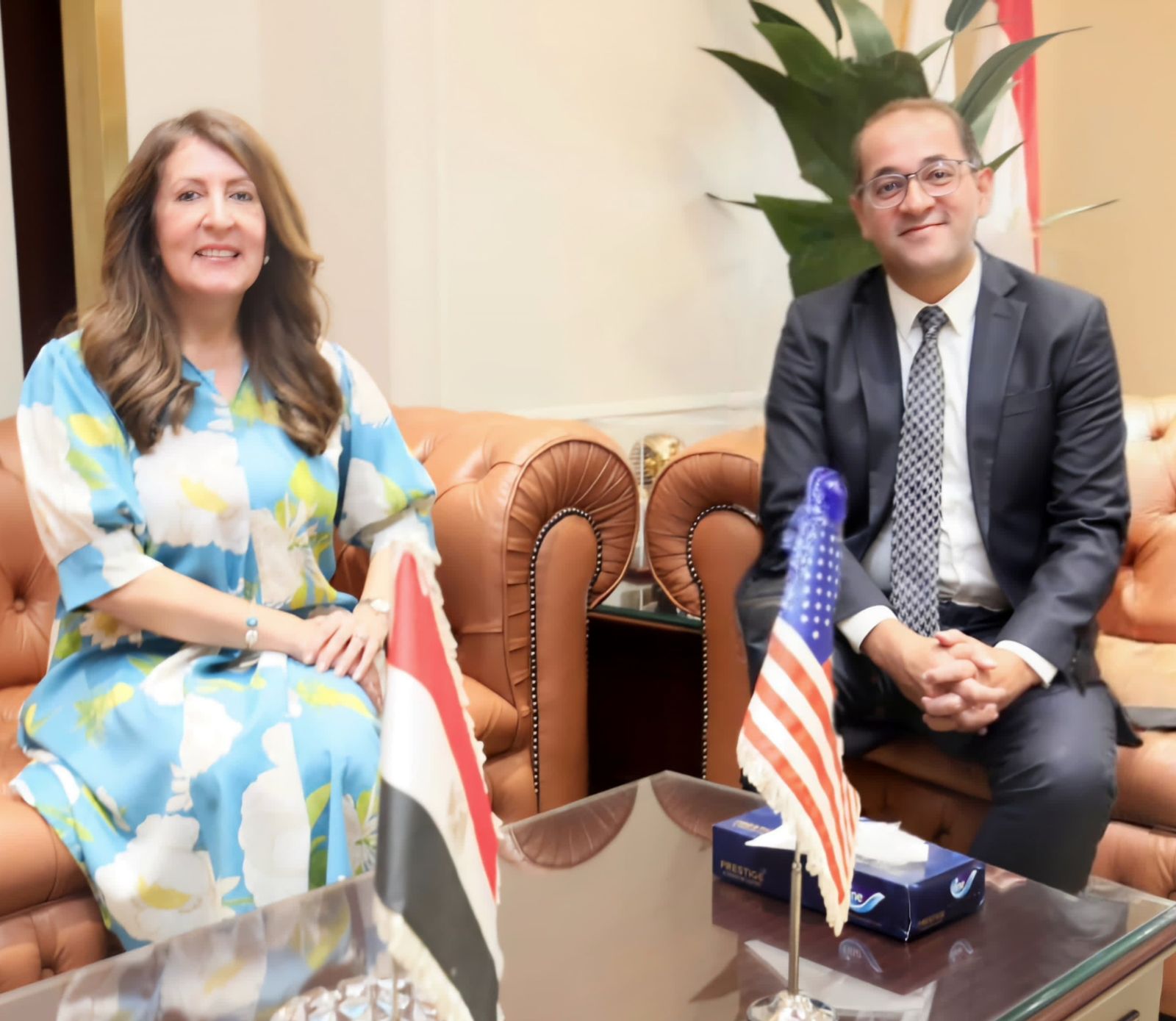 وزير المالية في أول لقاء بالسفيرة الأمريكية بالقاهرة