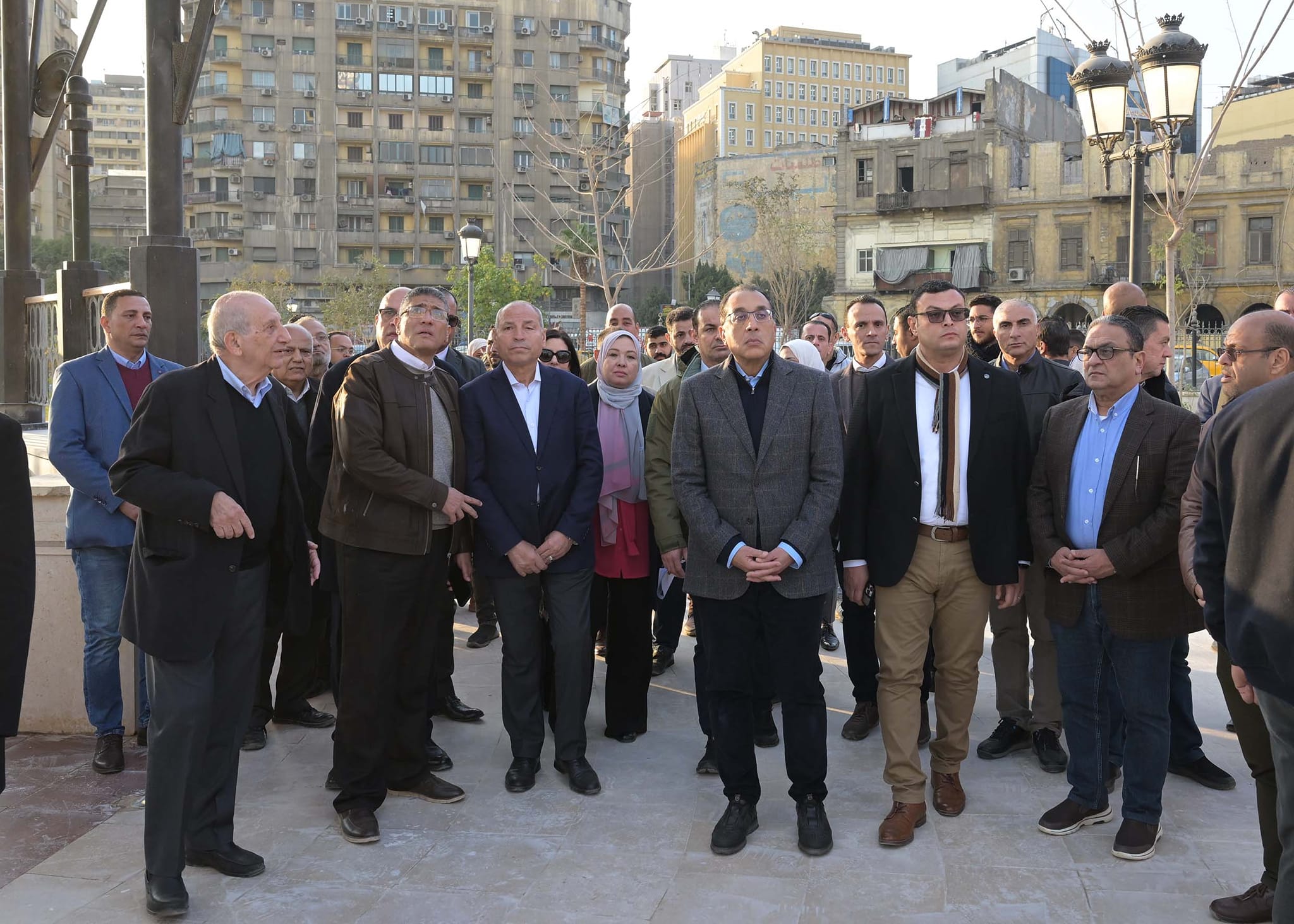 رئيس الوزراء يتفقد مشروع إعادة إحياء حديقة الأزبكية التراثية
