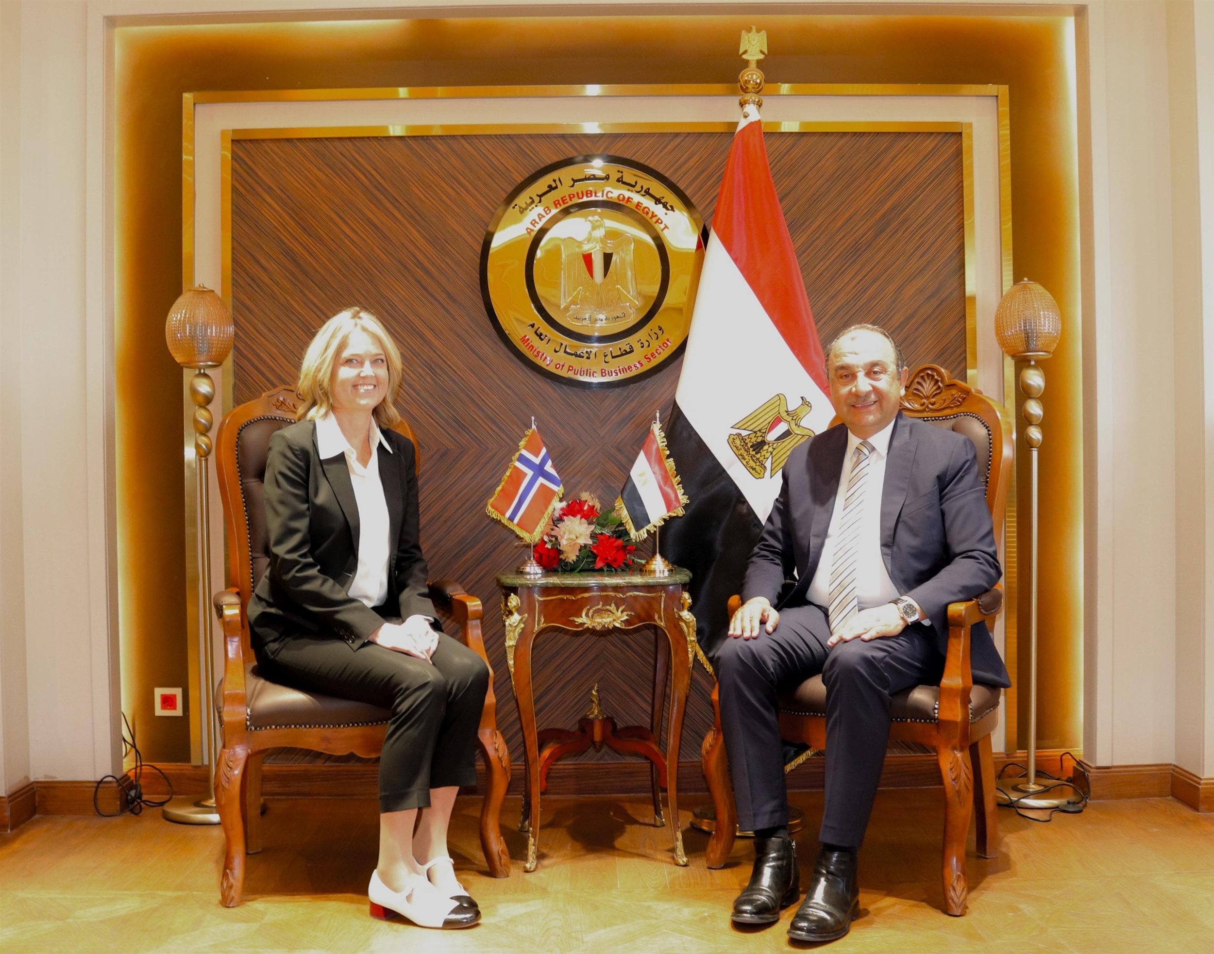 وزير قطاع الأعمال يستقبل سفيرة مملكة النرويج