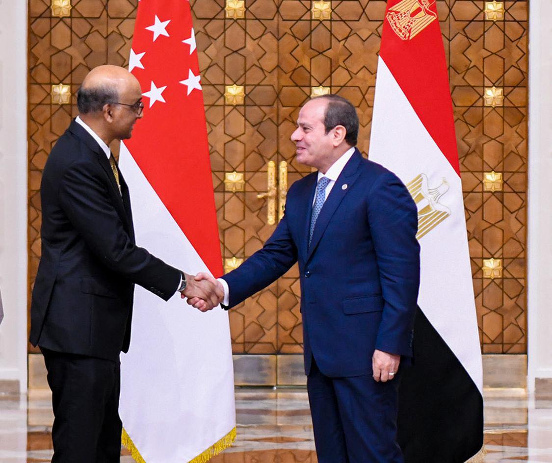 الرئيس السيسي يستقبل رئيس جمهورية سنغافورة