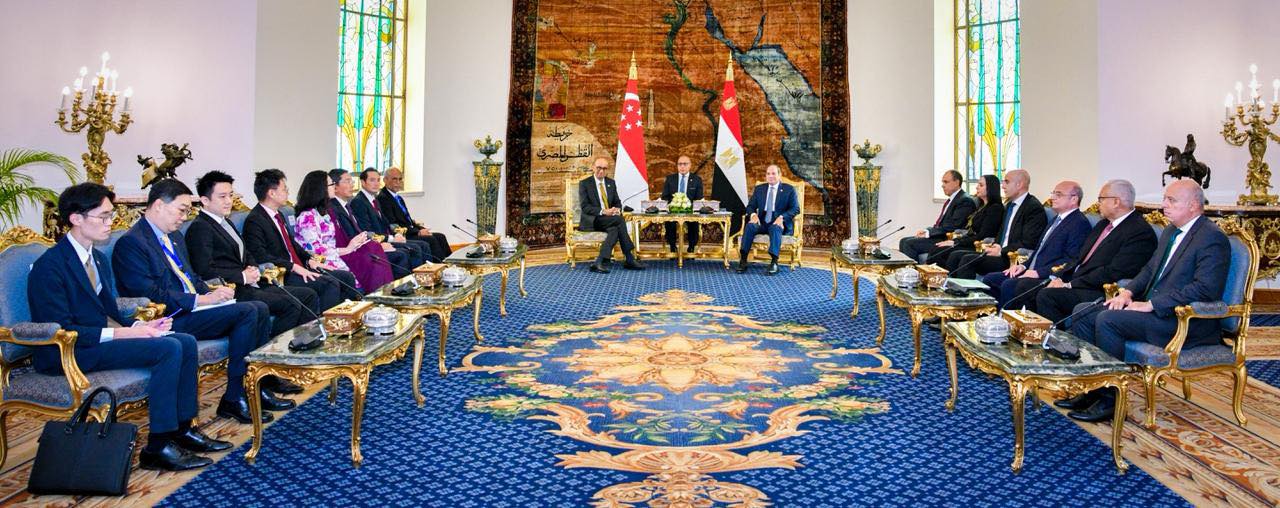 الرئيس السيسي يستقبل رئيس جمهورية سنغافورة
