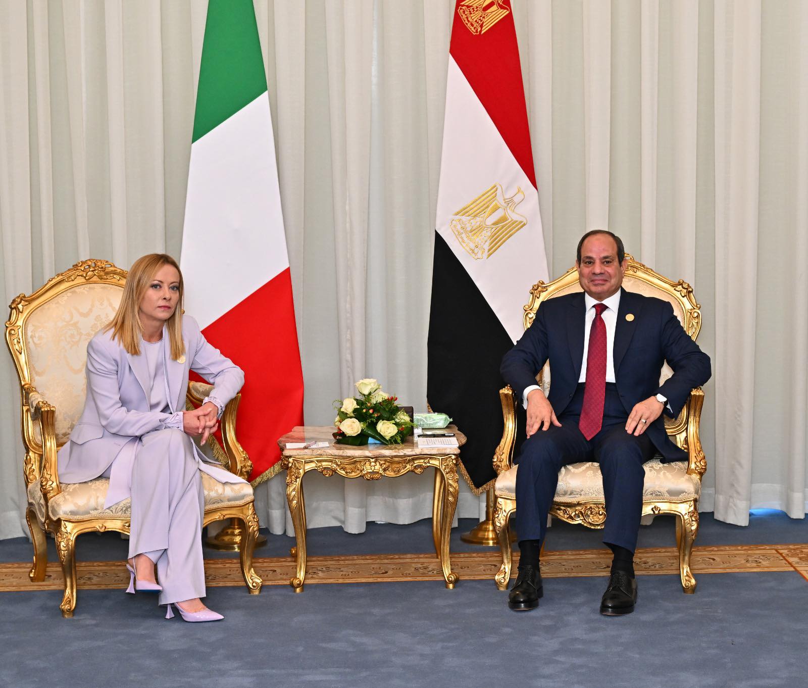 الرئيس السيسي يستقبل رئيسة وزراء الجمهورية الإيطالية