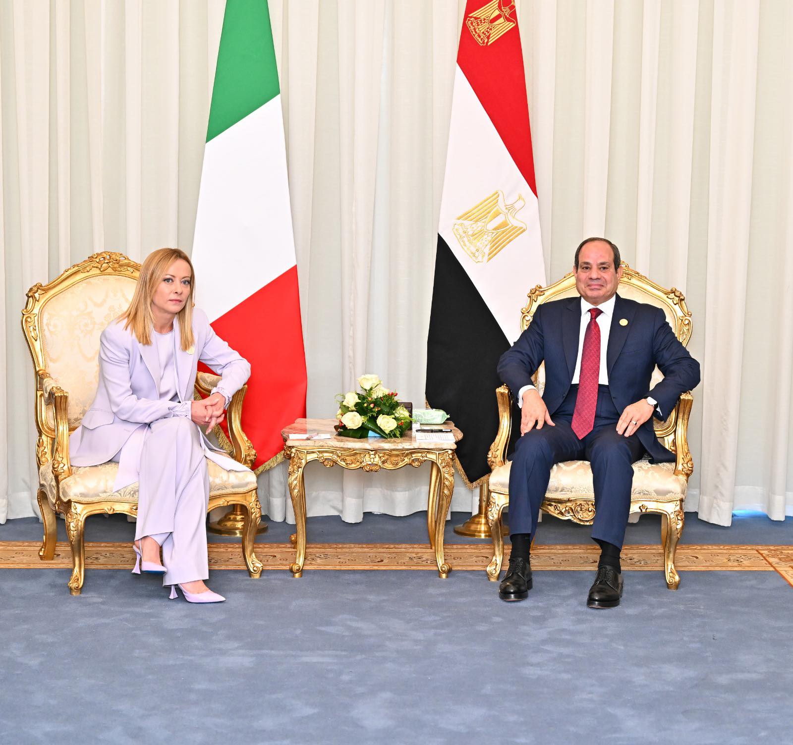 الرئيس السيسي يستقبل رئيسة وزراء الجمهورية الإيطالية