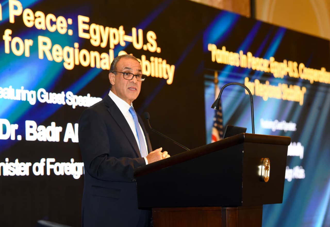 لقاء بدر عبد العاطى وزير الخارجية مع أعضاء غرفة التجارة الأمريكية فى مصر