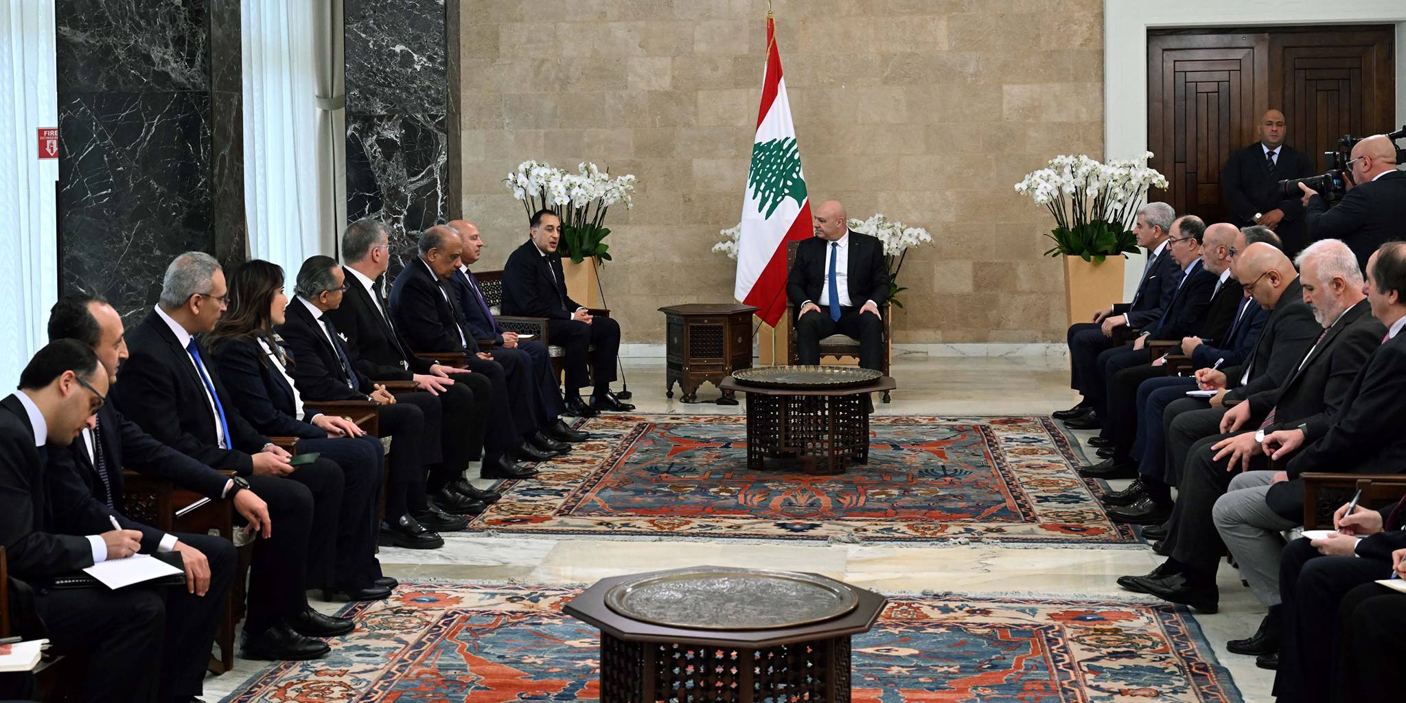 رئيس الجمهورية اللبناني يستقبل الدكتور مصطفى مدبولي