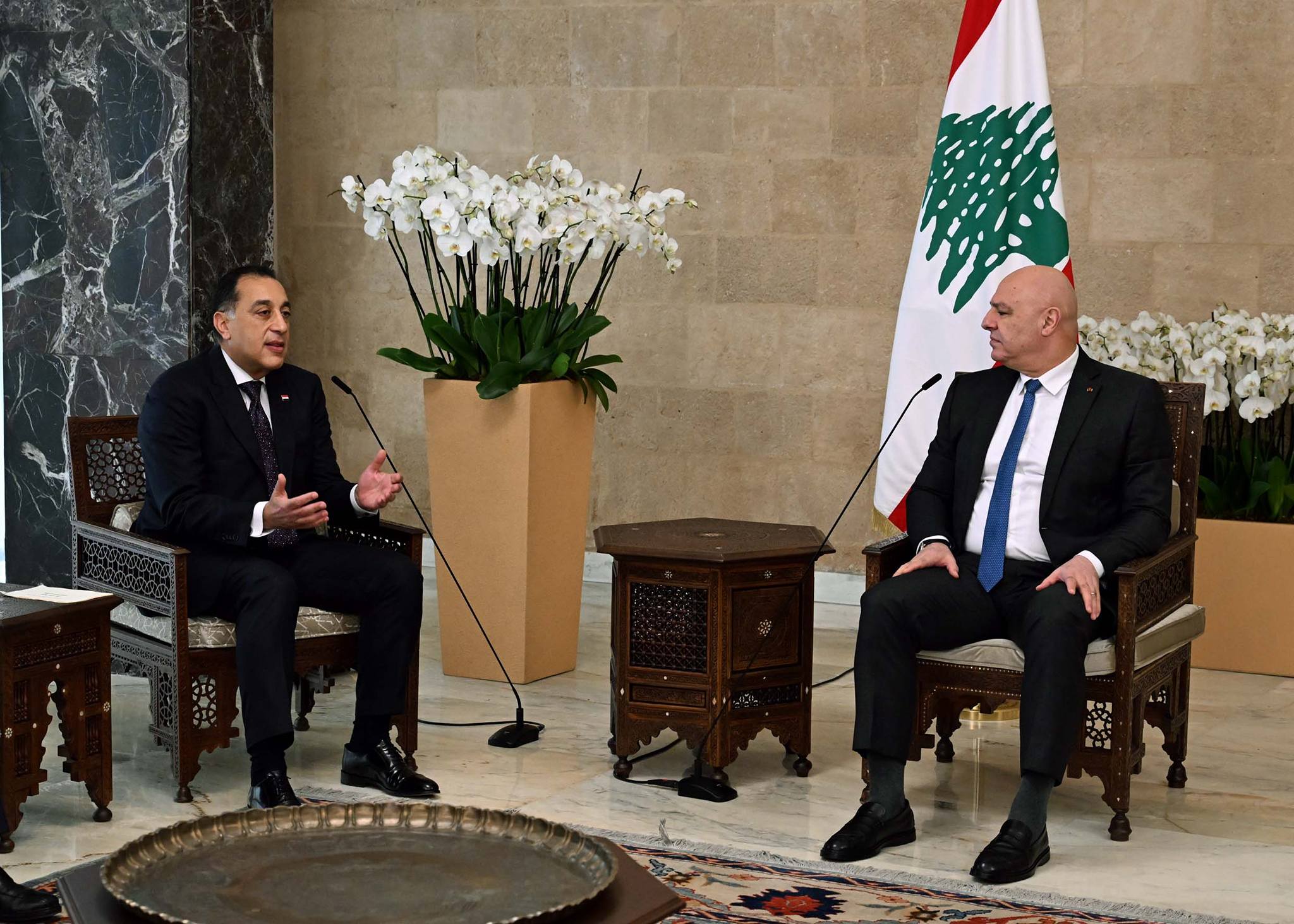 رئيس الجمهورية اللبناني يستقبل الدكتور مصطفى مدبولي