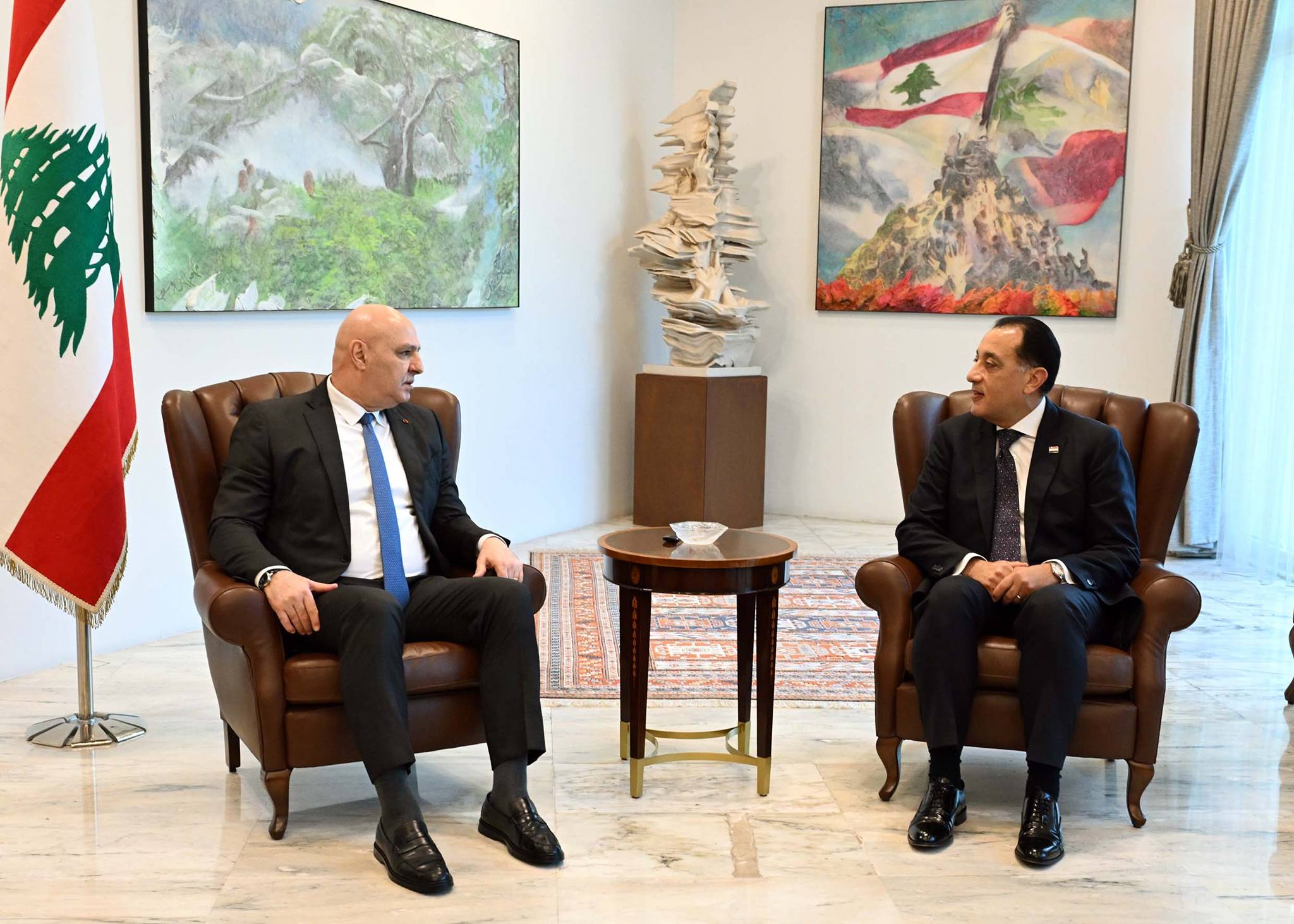 رئيس الجمهورية اللبناني يستقبل الدكتور مصطفى مدبولي