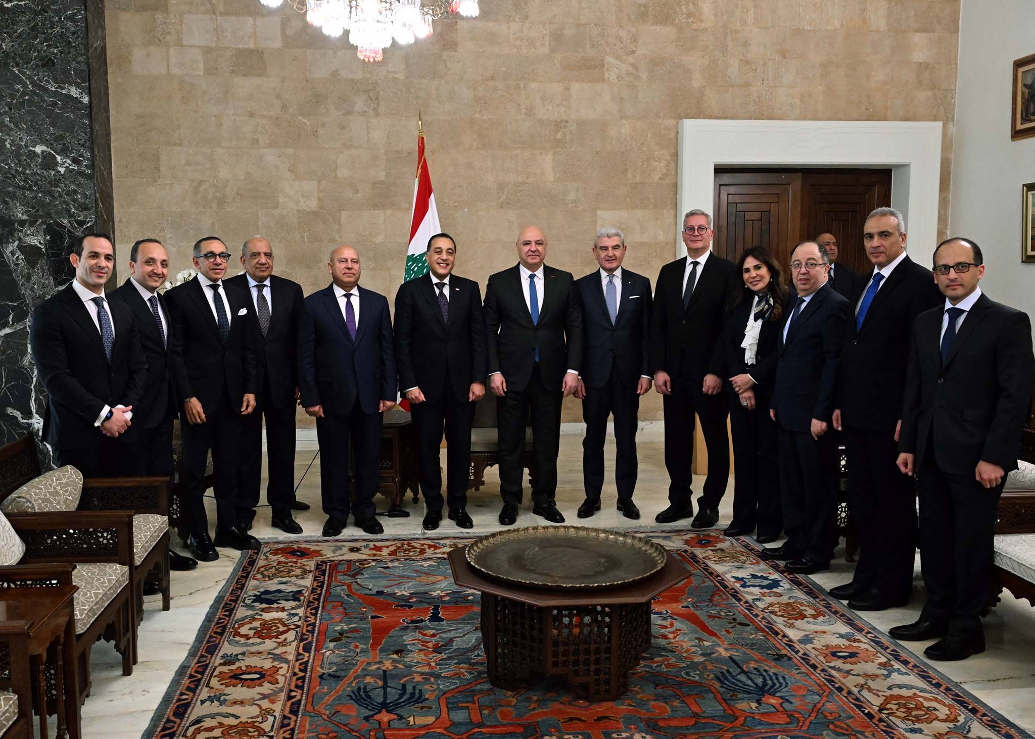 رئيس الجمهورية اللبناني يستقبل الدكتور مصطفى مدبولي