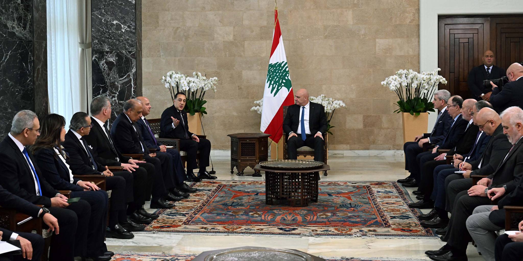 رئيس الجمهورية اللبناني يستقبل الدكتور مصطفى مدبولي