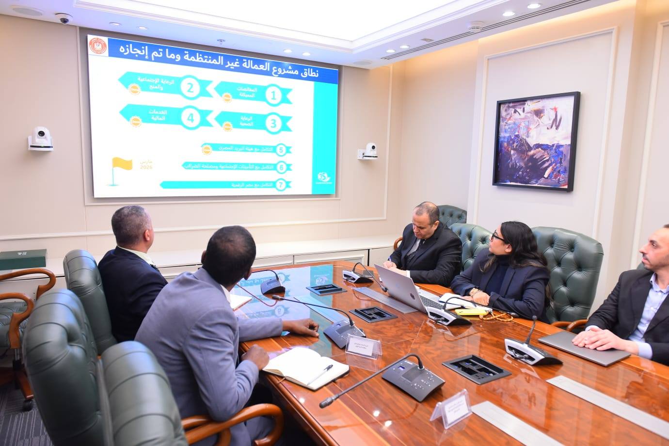 وزير العمل مع وفد من شركة الأنظمة الذكية المؤمنة للبرمجيات