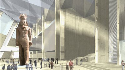 استعدادات مكثفة للانتهاء من الأعمال الأثرية للدرج العظيم بالمتحف الكبير