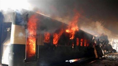 اشتعال النيران في 3 عربات بالقطار الفرنساوي المكيف بأسيوط