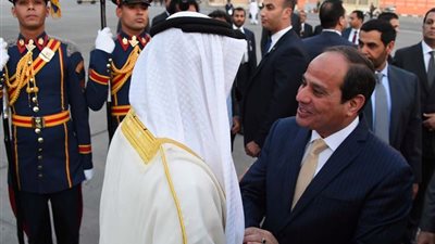 السيسي يستقبل ولي عهد أبوظبي في مطار القاهرة 