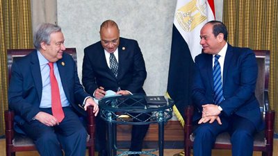 «السيسى» يبحث تعميق الشراكة الإستراتيجية بين الاتحاد الإفريقى والأمم المتحدة