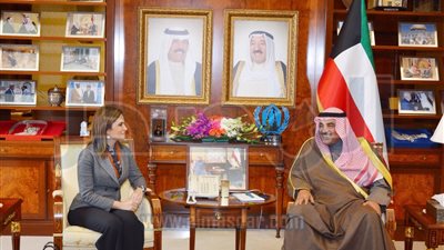 وزيرة التعاون الدولي تلتقى رئيس الحكومة ووزير الخارجية الكويتيين