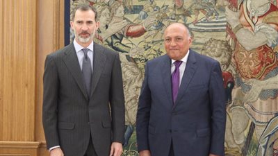 وزير الخارجية يلتقي بملك أسبانيا لتعزيز التعاون المشترك بين البلدين