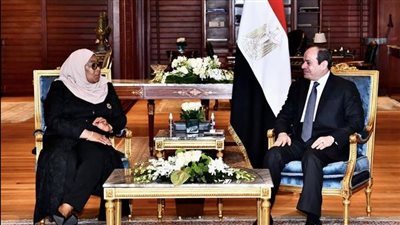 الرئيس السيسي يستقبل سامية حسن رئيسة جمهورية تنزانيا المتحدة