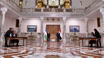 السيسي ورئيس أوزبكستان يشهدان مراسم التوقيع على عدد من اتفاقيات التعاون