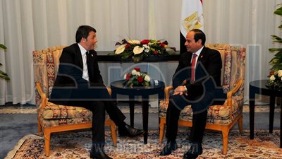 السيسى يلتقى رئيس وزراء ايطاليا ووزير خارجية بريطانيا على هامش مؤتمر مصر الاقتصادى