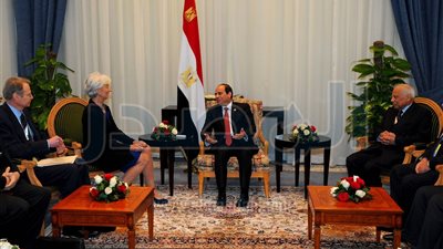 السيسى يلتقى مدير صندوق النقد ورئيس البنك الأوروبي للانشاء والتعمير