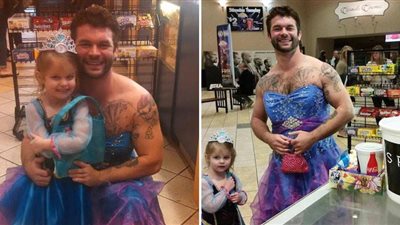 بالصور..شاب يرتدى فستانا لإسعاد بنت إخيه