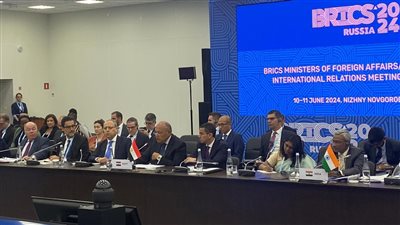 سامح شكري يلقي كلمة مصر في اجتماع وزراء خارجية دول تجمع بريكس