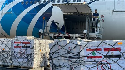 مصر تعلن وصول شحنة مساعدات ثالثة إلى لبنان وإعادة 293 مواطنًا