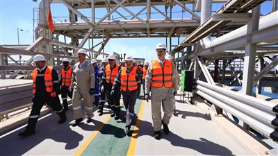 وزير البترول يتفقد سفينتي استقبال الغاز الطبيعي بالعين السخنة
