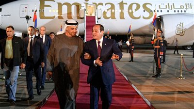  السيسي يستقبل رئيس دولة الإمارات فى مطار العلمين