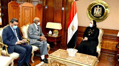 نيفين جامع تبحث مع سفير السودان سبل تعزيز التعاون التجارى والصناعى