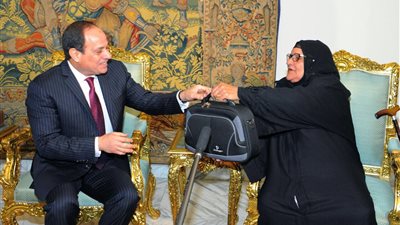  صور.. السيسي يستقبل الحاجة 