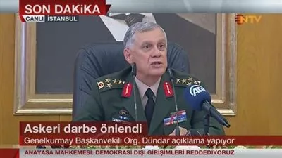 رئيس الأركان التركي بالوكالة يكشف العناصر المدبرة للانقلاب