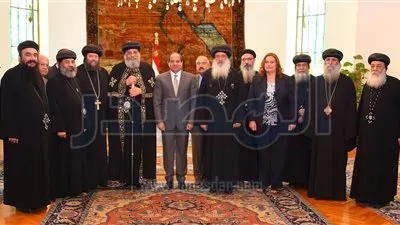 تفاصيل لقاء السيسي بالبابا تواضروس والوفد الكنسي