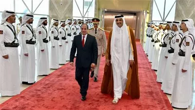 الرئيس السيسي يصل مطار حمد الدولي بالعاصمة القطرية الدوحة