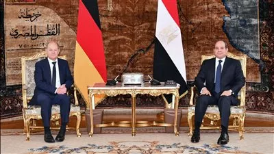 السيسي و المستشار الألماني يبحثان تعزيز العلاقات الثنائية وتطورات الأوضاع في غزة