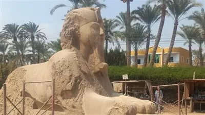  بدء أعمال ترميم تمثال أبو الهول بالحديقة المتحفية بمنطقة آثار ميت رهينة