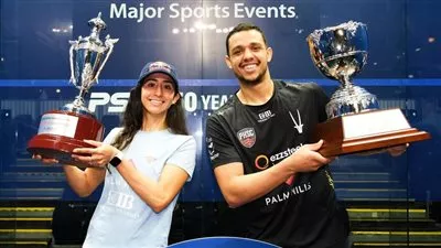 لاعبا بالم هيلز مصطفى عسل ونوران جوهر يتوجان ببطولة هونج كونج المفتوحة للاسكواش