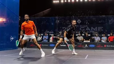 مصطفى عسل ونوران جوهر يتأهلان لنصف نهائي بطولة بالم هيلز المفتوحة للإسكواش