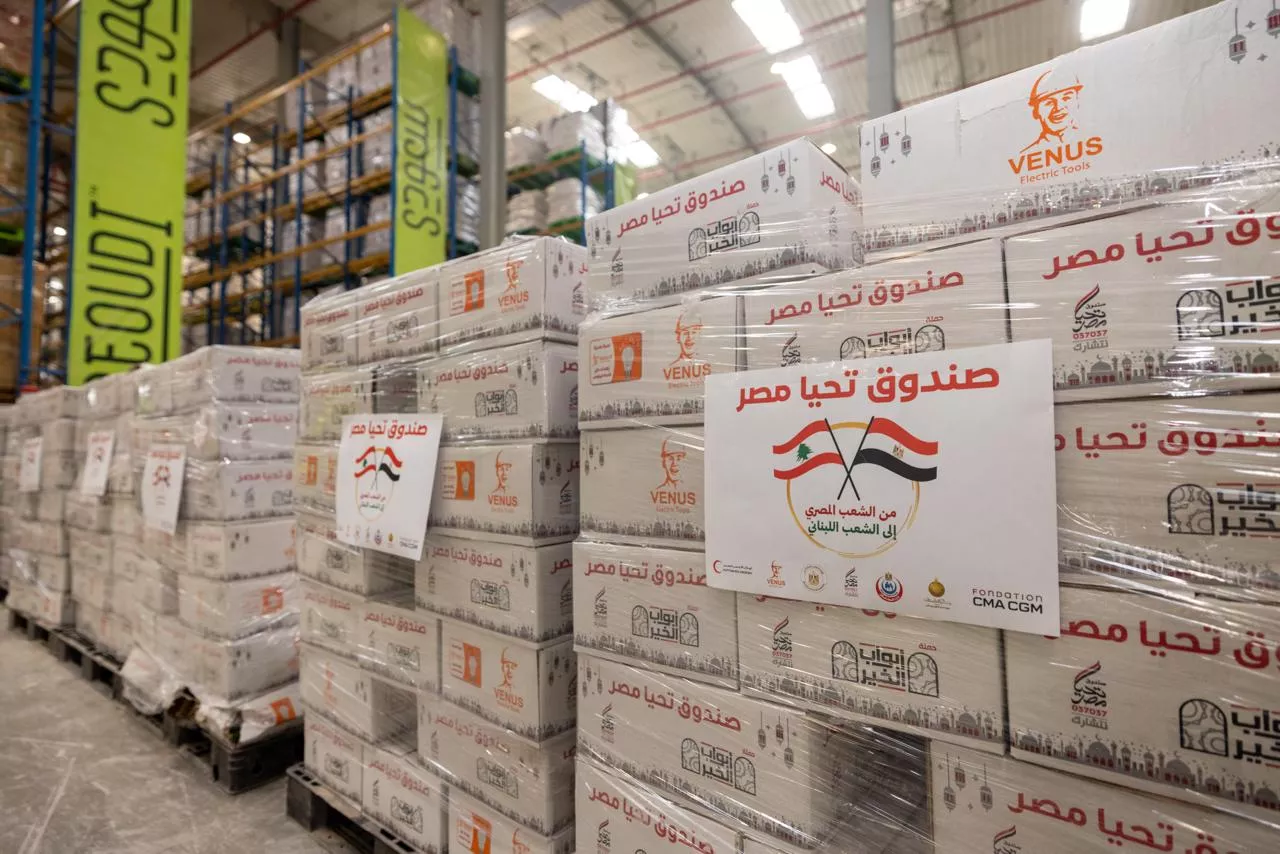مصر تُرسل 1000 طن من المساعدات الإغاثية إلى لبنان