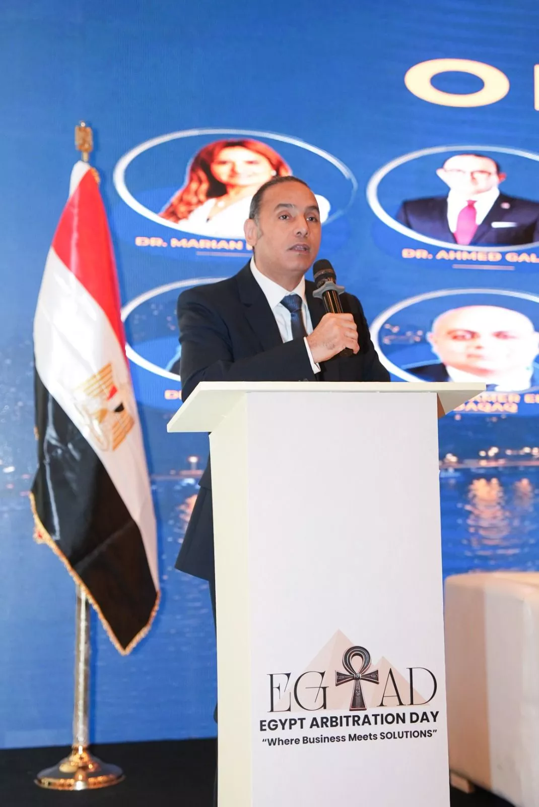 رئيس الهيئة العامة للرقابة المالية يلقي الكلمة الافتتاحية لفعاليات يوم التحكيم المصري