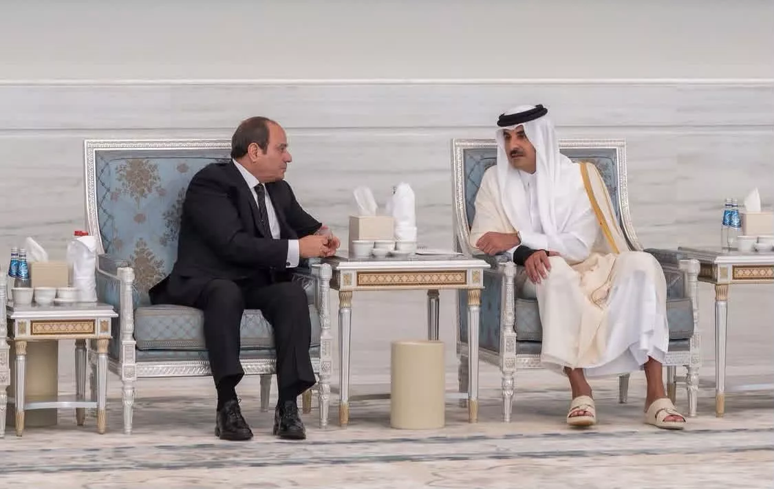الرئيس السيسي يلتقي الشيخ تميم بن حمد آل ثاني أمير دولة قطر