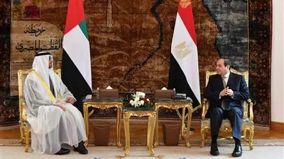 السيسى يبحث مع ولى عهد أبو ظبى سبل تعزيز العلاقات الثنائية