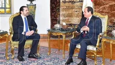 تفاصيل لقاء السيسي ورئيس وزراء لبنان (صور)